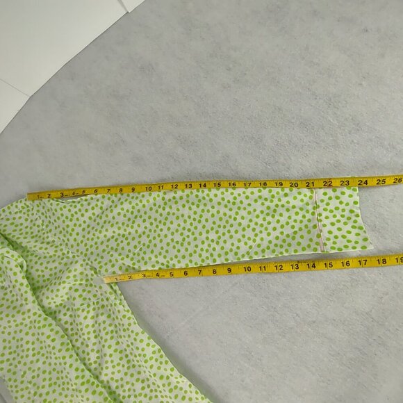 Crown & Ivy 100% Cotton, Green & White Polka Dot Print Button Down Shirt Small - Picture 10 of 13